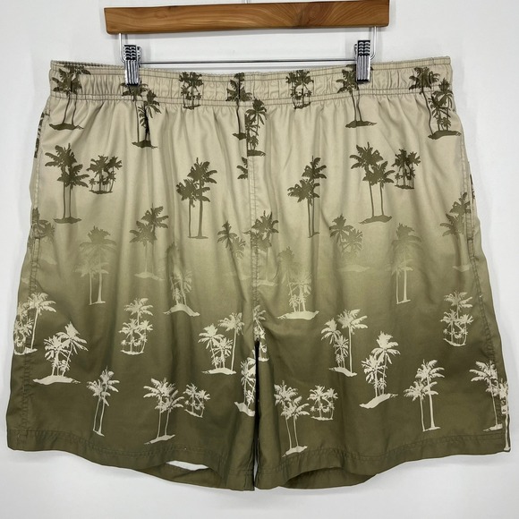 croft & barrow Other - Croft & Barrow Mens XXL Swim Trunks Palm Tree Tropical Ombre Green Board Shorts